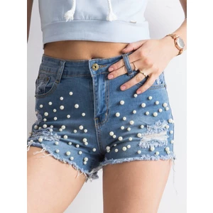 Blue pearl denim shorts