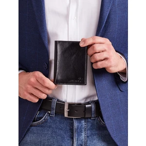 Black leather vertical wallet for a man