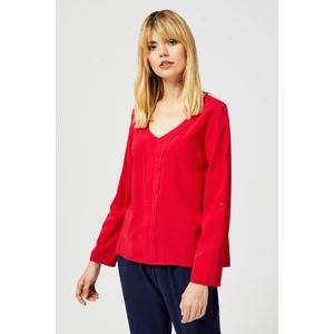 Shirt with a decorative front - red
