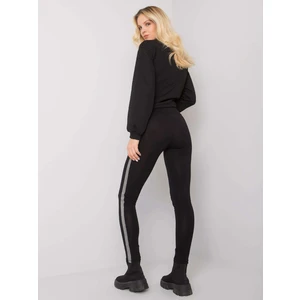 Black women's cotton leggings from Jasmine RUE PARIS