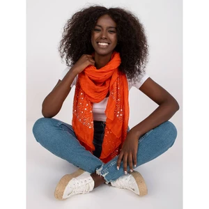 Dark orange scarf with a decorative application