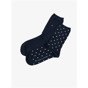 Sada dámských ponožek v tmavě modré barvě Tommy Hilfiger Sock Dot 2 - Dámské