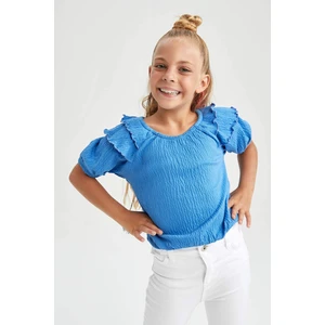 DEFACTO Girl Regular Fit Crinkle Fabric Short Sleeve T-Shirt