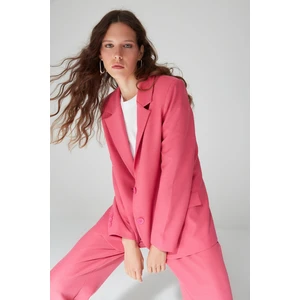 Trendyol Limited Edition Fuchsia Oversized Woven Lined Double Breasted Blazer with Closure