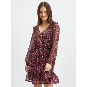 Orsay Burgundy Ladies Patterned Dress - Women