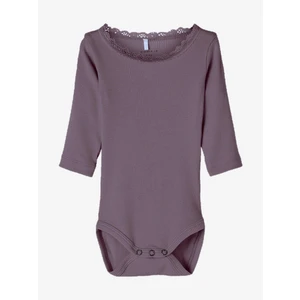 Purple girls' ribbed bodysuit with lace name it Kab - Girls