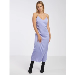 Light purple ladies satin midishdresses VILA Ellette - Ladies