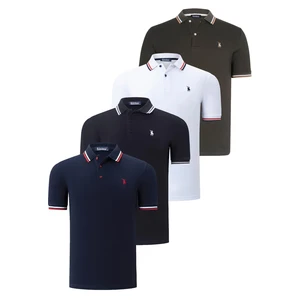 QUAD SET T8594 DEWBERRY MENS T-SHIRT-BLACK-WHITE-NAVY BLUE-KHAKI