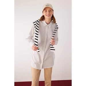 DEFACTO Regular Fit Striped Long Sleeve Poplin Shirt Tunic