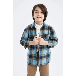 DEFACTO Boy Regular Fit Polo Neck Flannel Long Sleeve Shirt