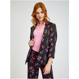 Orsay Black Ladies Flowered Jacket - Ladies