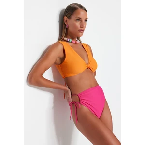 Trendyol Fuchsia Cut Out/Windowed High Waist Bikini Bottom