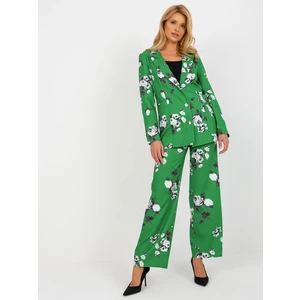 Green elegant jacket with roses from the suit