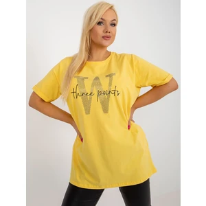 Yellow long blouse plus size with inscription