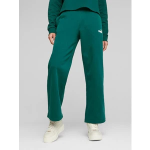 Dark Green Womens Shortened Sweatpants Puma ESS+ - Women