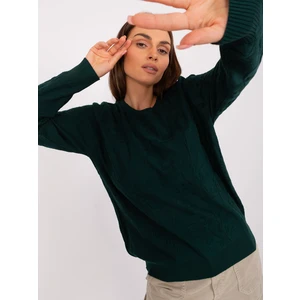 Dark green women's classic sweater with cotton