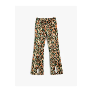 Koton Spanish Leg Floral Trousers with Slit Detail.