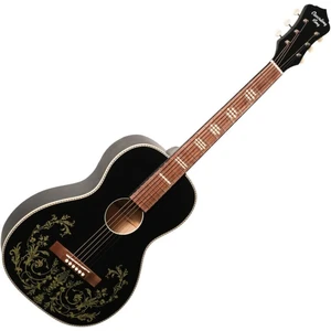 Recording King RPS-7G-MBK Black w/ Golden Strings Decal Guitarra folclórica