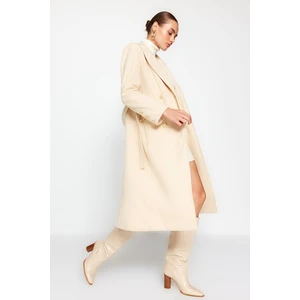 Trendyol Belted Long Stamped Ecru Coat