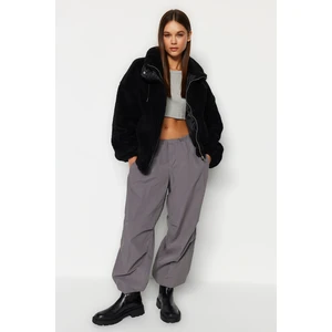 Trendyol Black Oversize plüss kabát