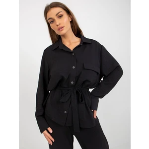 Black Women's Oversize Collared Shirt