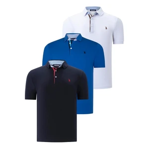 TRIPLE SET T8582 DEWBERRY MENS T-SHIRT-NAVY BLUE-WHITE-SAKS