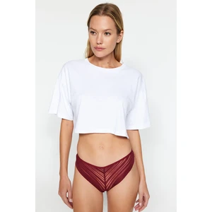 Trendyol Black-White-Burgundy 3-Pack Polyamide Brazilian Briefs