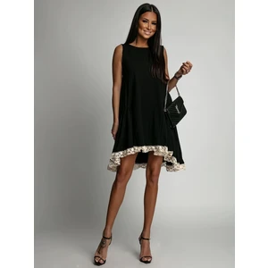 Black dress with frill and guipure