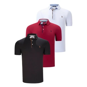 TRIPLE SET T8582 DEWBERRY MENS T-SHIRT-BLACK-WHITE-BURGUNDY