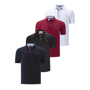 QUAD SET T8582 DEWBERRY MENS T-SHIRT-BLACK-WHITE-NAVY BLUE-BURGUNDY