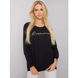 RUE PARIS Women's black cotton sweatshirt