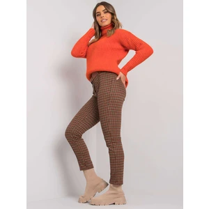 Orange and beige check trousers