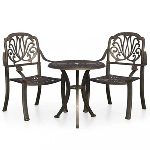 Zahradní bistro set 3 ks litý hliník Dekorhome Bronzová,Zahradní bistro set 3 ks litý hliník Dekorhome Bronzová