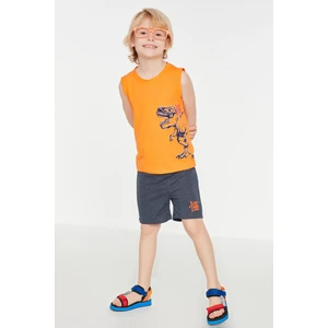 Trendyol Orange Printed Boy Knitted Top-Top Set