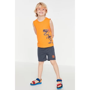 Trendyol Orange Printed Boy Knitted Top-Top Set