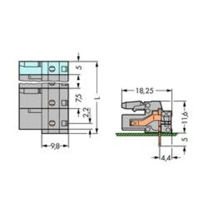 Zásuvkový konektor do DPS WAGO 232-838, 59.00 mm, pólů 8, rozteč 7.50 mm, 25 ks