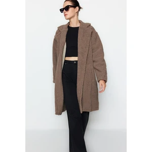 Trendyol Mink Oversize Wide-Cut Long Plush Coat