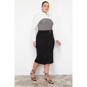 Trendyol Curve Black Pencil Knitted Skirt