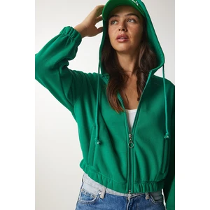 Happiness İstanbul Women's Green Hooded Shark Sweatshirt