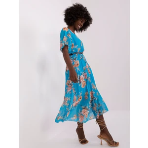 Blue floral midi dress