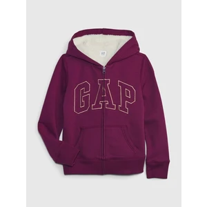 Burgundy girls' sweatshirt with faux fur Gap