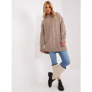 Dark beige knitted oversize dress