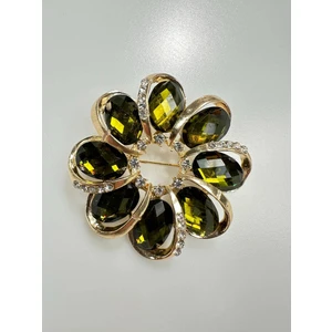 Brooch XZ459-222 Gold + Green