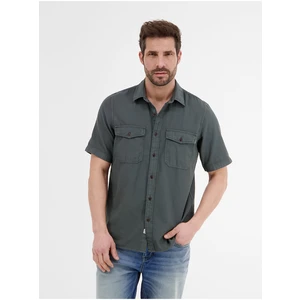 Dark green men's short sleeve shirt LERROS - Men