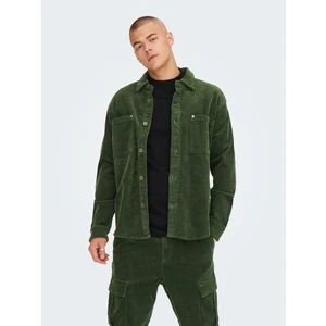 Dark Green Men's Corduroy Outshirt ONLY & SONS Track - Men