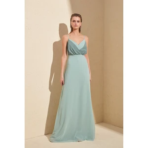 Trendyol Mint Color Block Chiffon Evening Dress & Graduation Dress