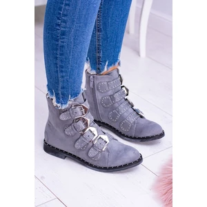 Lu Boo Dark Grey Suede Virginia Rock Star Ankle Boots