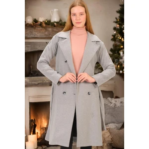 Z6765 DEWBERRY WOMEN'S COAT-PLAIN GREY