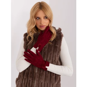 Burgundy winter gloves with cut-out