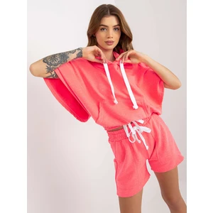 Fluo pink summer basic tracksuit with shorts